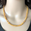 Gold Freshwater Pearl Necklace with Swarovski Crystals-Gold Necklaces,Pearls