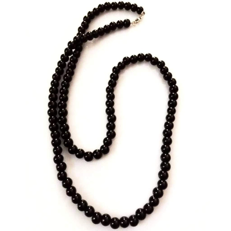 Mens Black Onyx Beaded Long and Short Necklaces-Beaded Necklaces,Black,Black Onyx,mens
