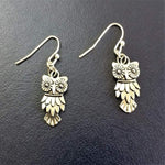 Owl Silver Textured Dangle Earrings-Dangle Earrings,Silver Earrings