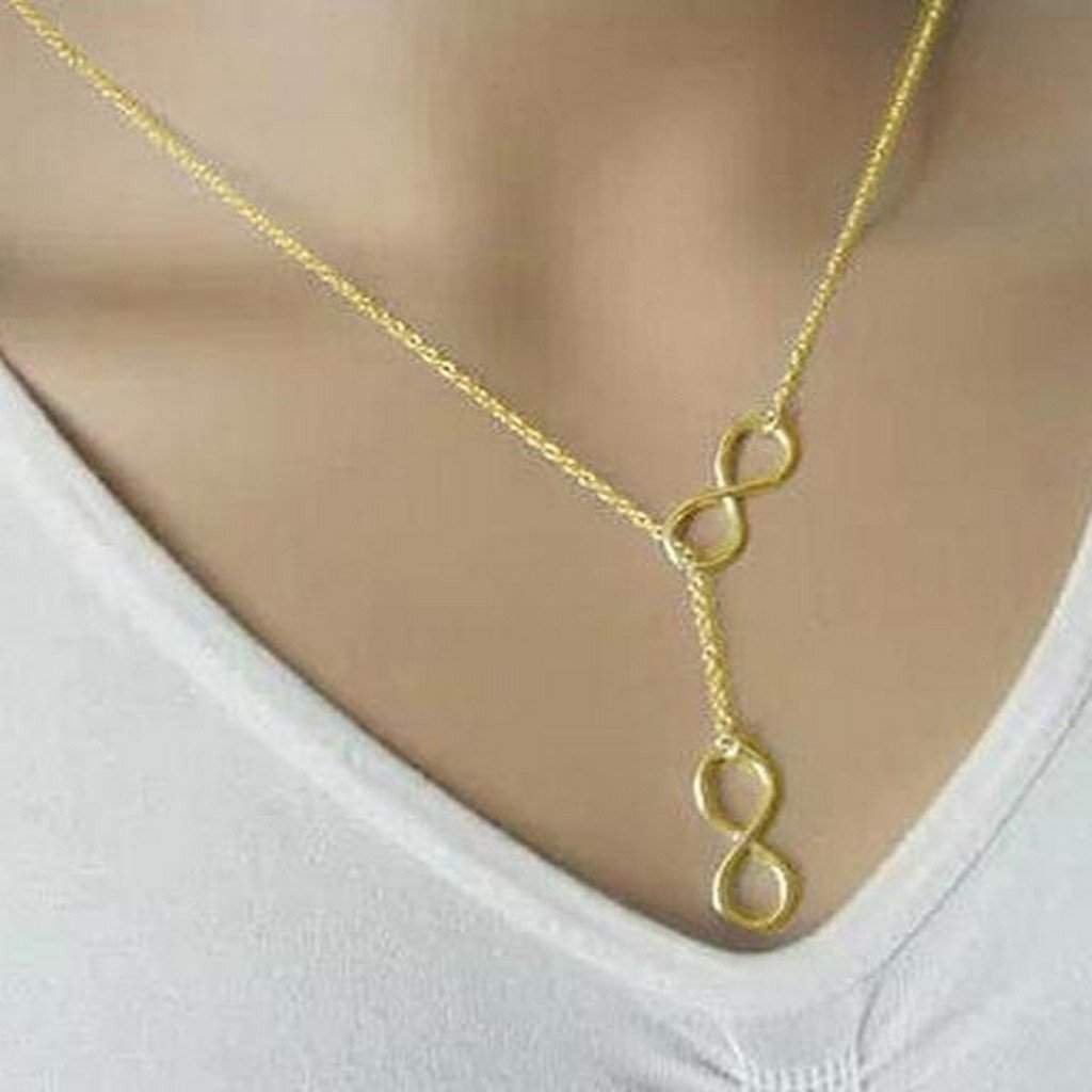 Gold Double Infinity Lariat Necklace-Gold Necklaces