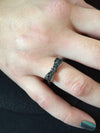 Black CZ Bow Sterling Silver Ring-CZ Rings,Sterling Silver Rings