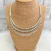 Silver Metal Collar Necklace with Clear Crystal Beads