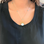 Turquoise Stone Flower Pendant Necklace - JaeBee