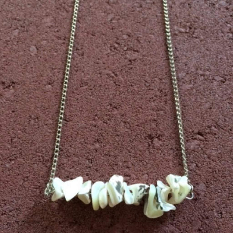White and Black Shell Bar Necklace-Shell,Silver Necklaces,White