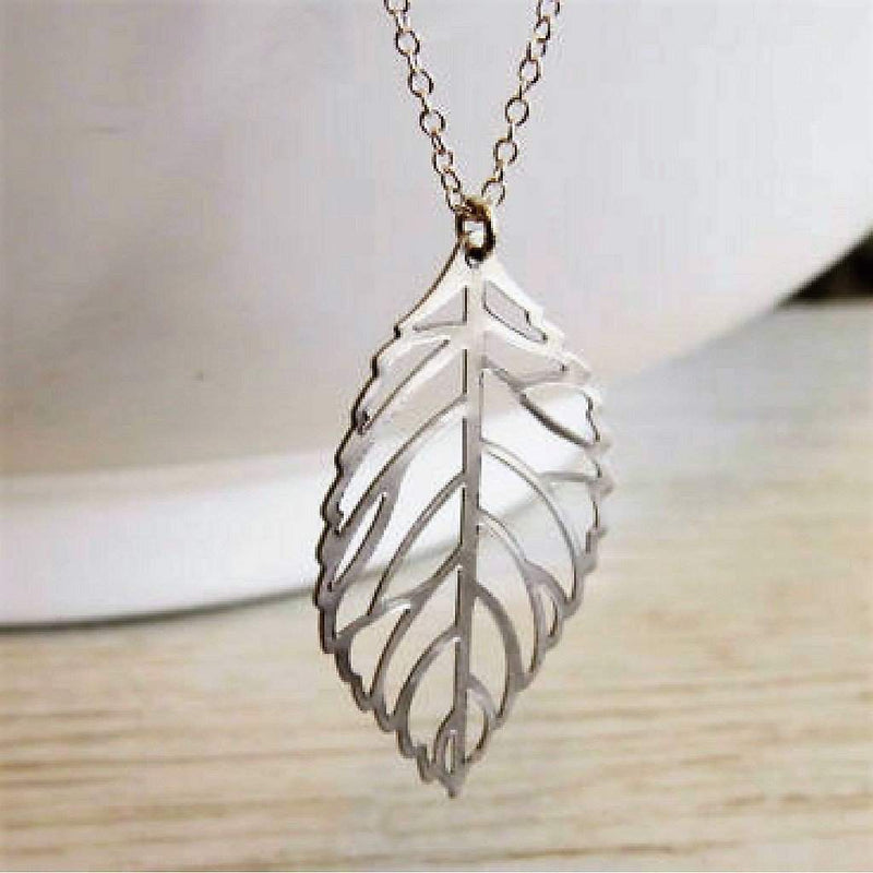 Silver Cut Out Leaf Pendant Necklace-Silver Necklaces