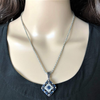 Blue Diamond Antique Silver Pendant-Silver Necklaces