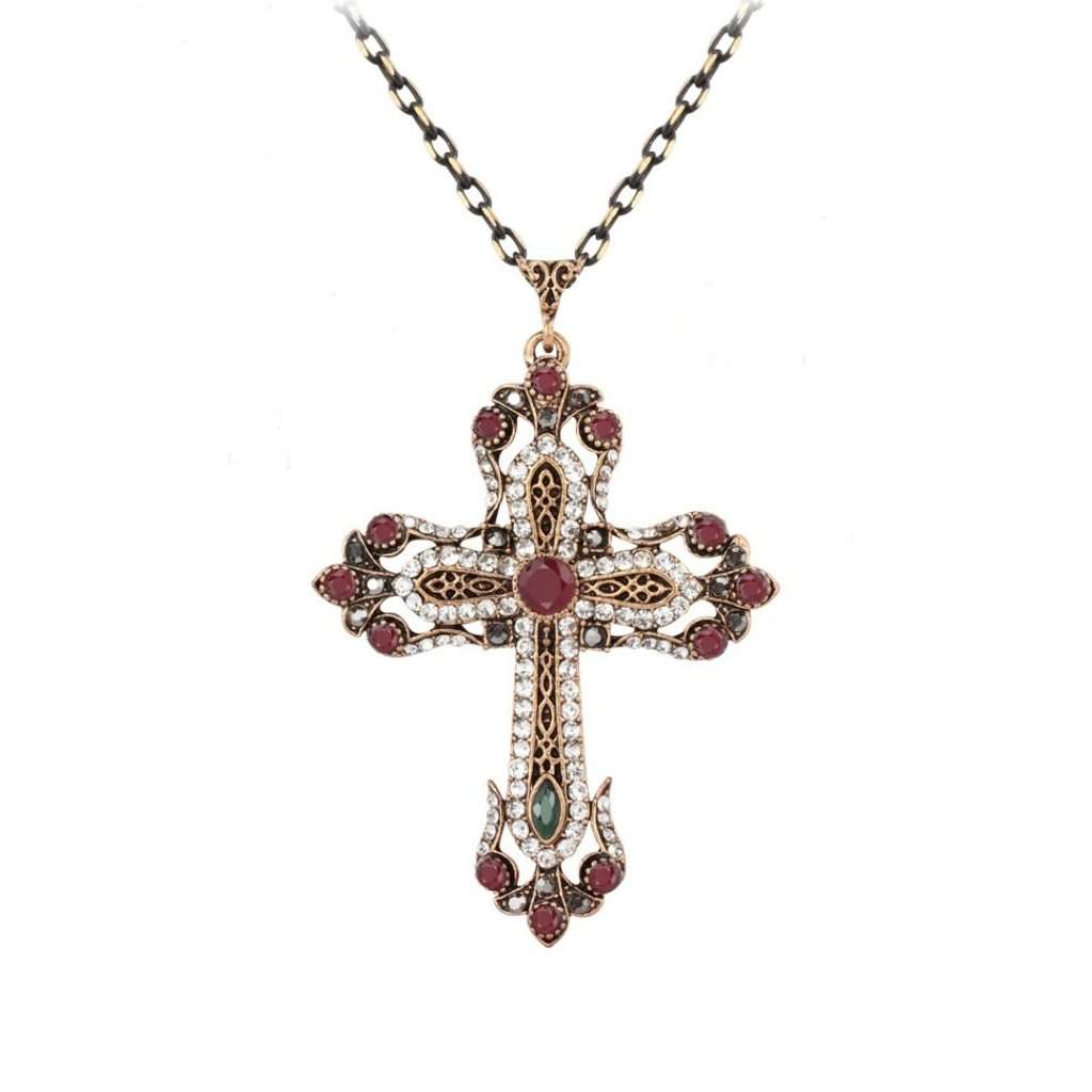 Gold Antique Cross Pendant Necklace | New Look