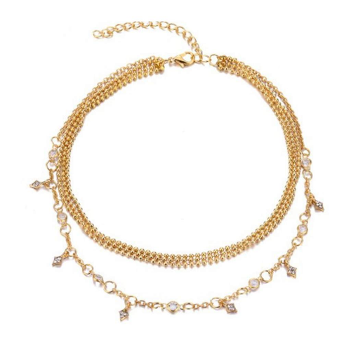 Gold Layered Chain Choker-Chokers,Gold Necklaces