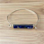 Blue Marbled Gold Bar Bracelet-Bangle Bracelets,Gold Bracelets