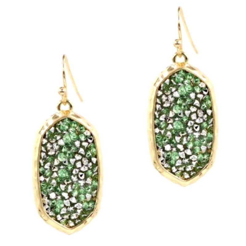 Green Druzy Dangle Earrings-Dangle Earrings,Gold Earrings