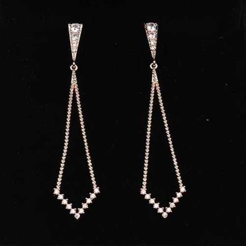 Silver and Cubic Zirconia Long Dangle Earrings-CZ Earrings,Dangle Earrings,Silver Earrings