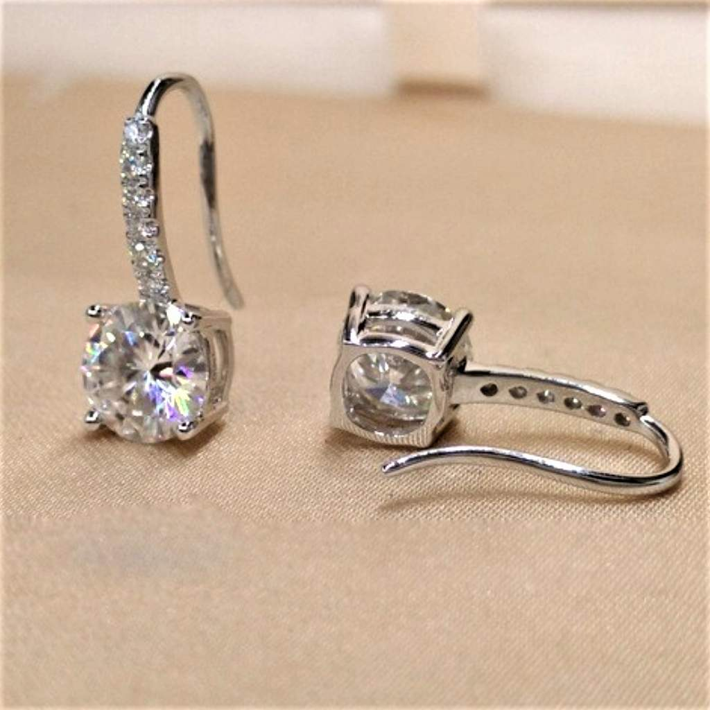 Sterling Silver and Cubic Zirconia Drop Earrings-CZ Earrings,Sterling Silver Earrings