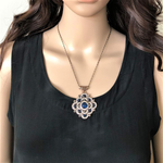 Antique Blue and Clear Crystal Geometric Necklace-Blue,Gold Necklaces