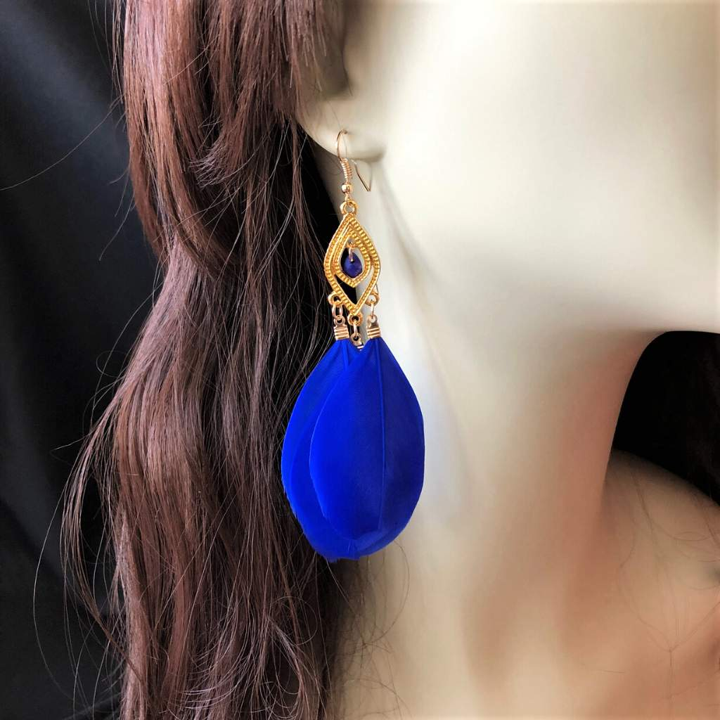 Royal blue cheap and black earrings