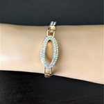 Crystal Oval Bracelet-Gold Bracelets