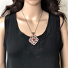 Antique Red and Clear Crystal Geometric Necklace-Gold Necklaces,Red