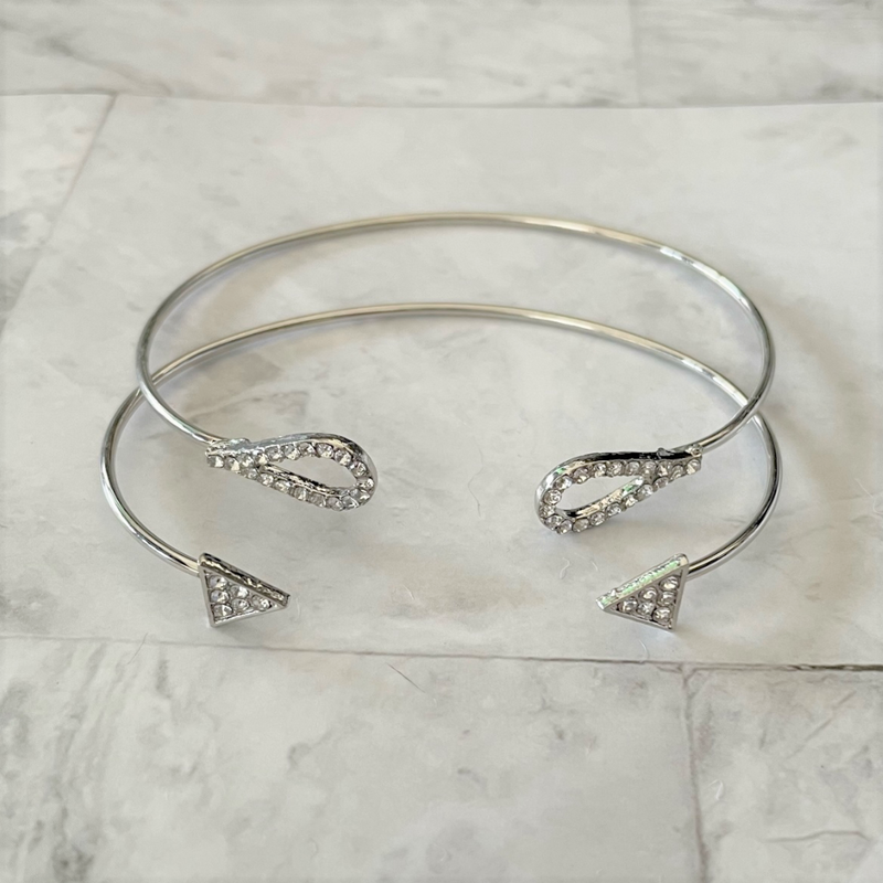 Silver Crystal Cuff Bracelet Set