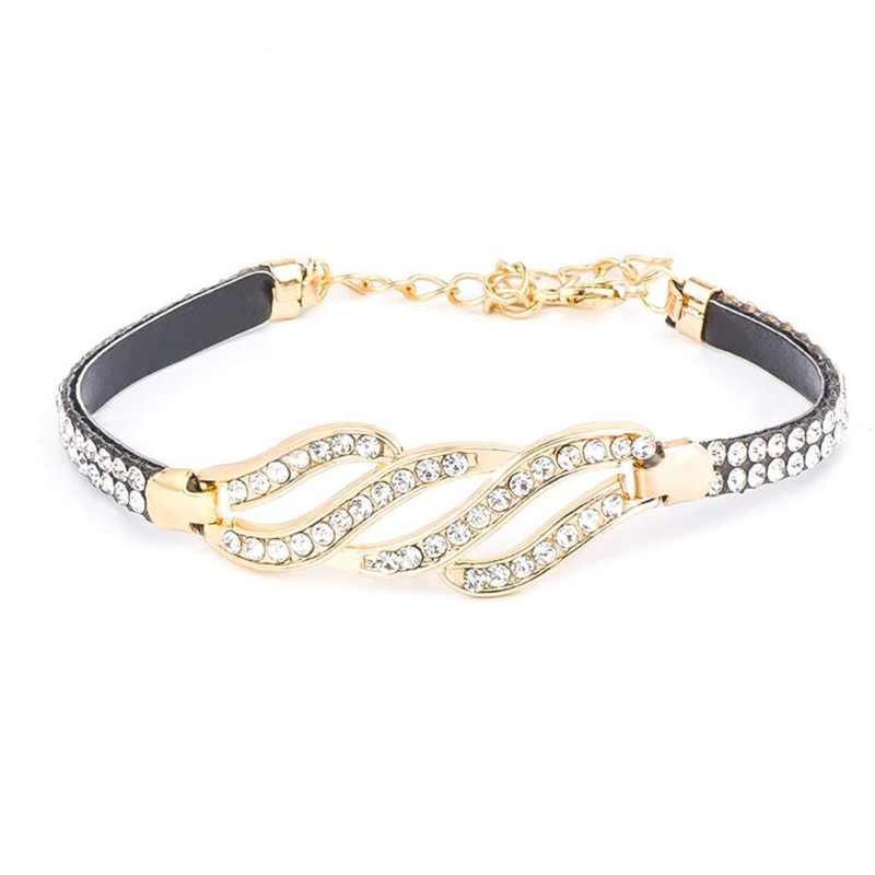 Crystal Wave Bracelet-Gold Bracelets