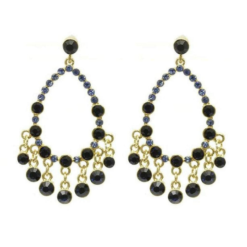 Blue Crystal Teardrop Dangle Earrings-Blue,Dangle Earrings