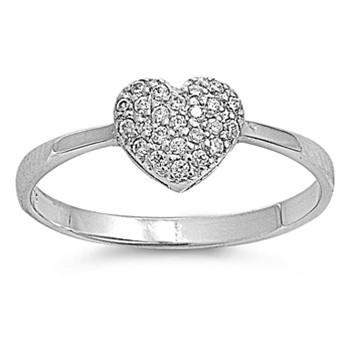 CZ Heart Sterling Silver Ring-CZ Rings,Heart,Sterling Silver Rings