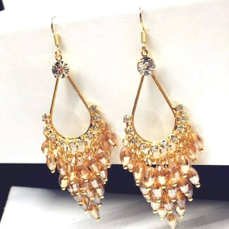 Champaign Crystal and Gold Chandelier Dangle Earring