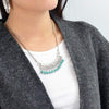 Silver Boho Bar and Blue Turquoise Beaded Necklace-Necklaces,Silver Necklaces,Turquoise