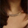 Gold and Crystal Braided Collar Necklace-Gold Necklaces