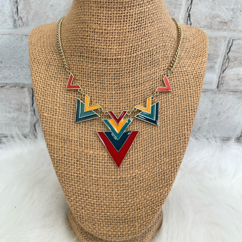 Colorful Geometric Triangle Necklace