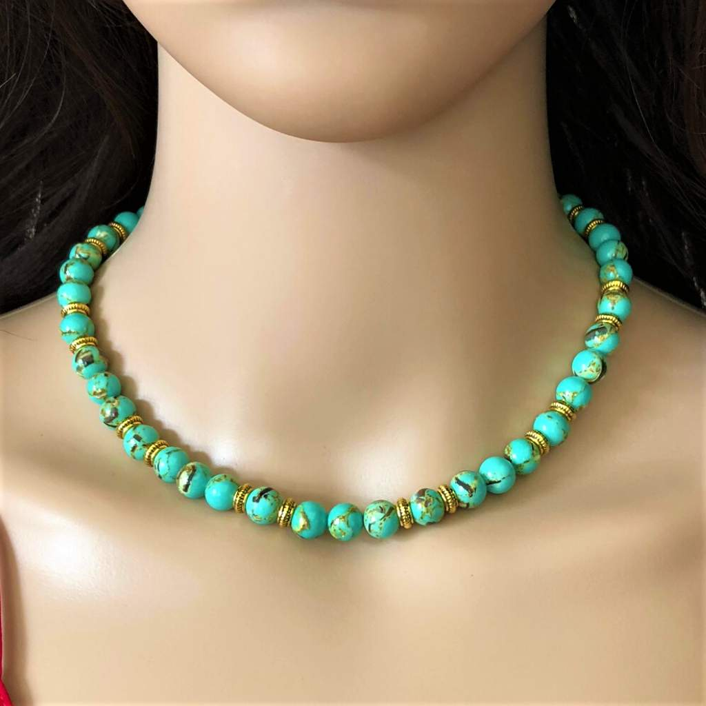 Sea Green Mosaic Beaded Necklace-Beaded Necklaces,Green