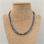 Silver and Black Hematite Faceted Beaded Layered Necklace