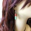 Matte Green and Red Harvest Long Teardrop Agate Earrings-Dangle Earrings,Green,Red