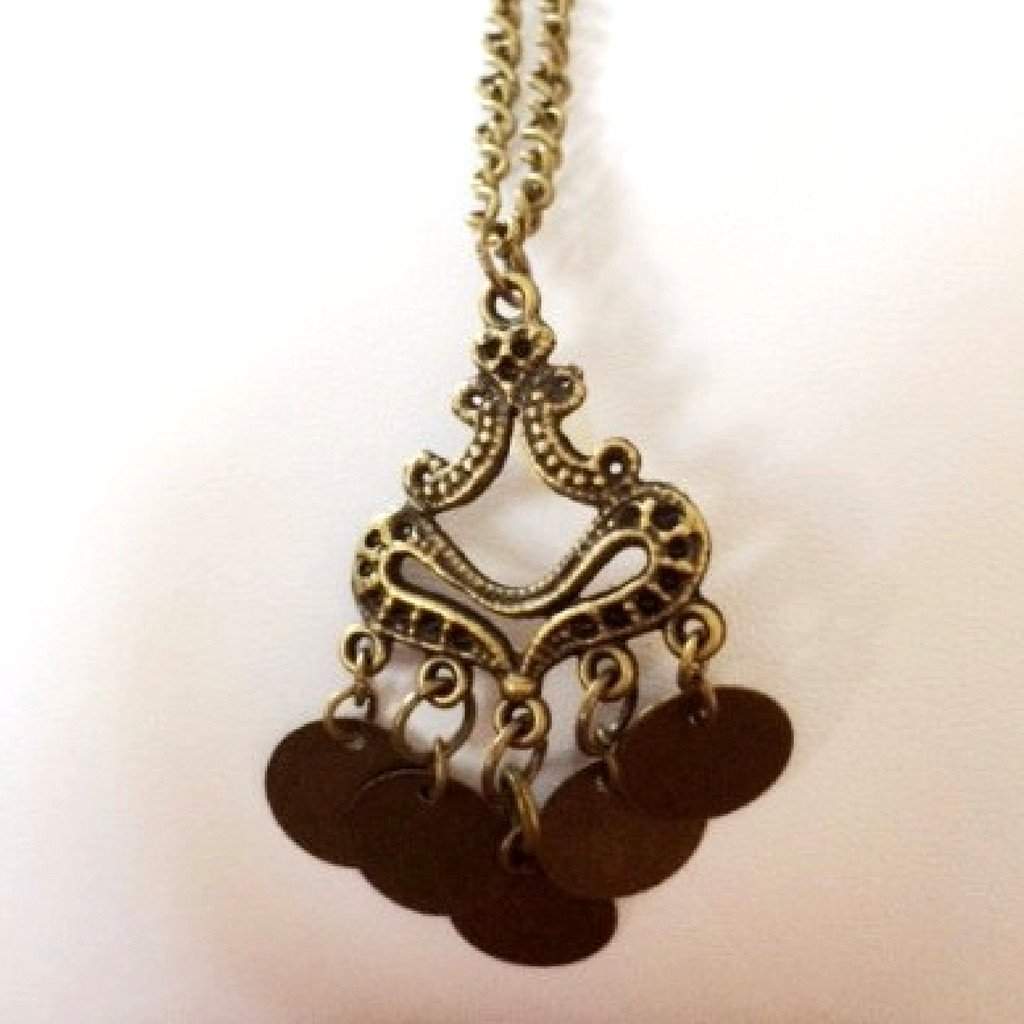 Brass Antique Charm Necklace-Gold Necklaces,Long Necklaces