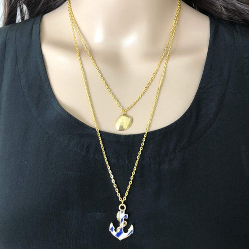 Anchor Gold Layered Nautical Necklace-Gold Necklaces,Layered Necklaces