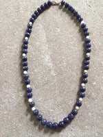 Men's Blue Aventurine Beaded Necklace-Beaded Necklaces,Blue,mens
