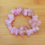 Berry Quartz Ice Crystal and Gold Bracelet-Beaded Bracelets,bracelets,Pink