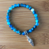 Sky Blue Fire Agate Beaded Bracelet with Silver Shell Charm-Beaded Bracelets,Blue,bracelets,Stacked
