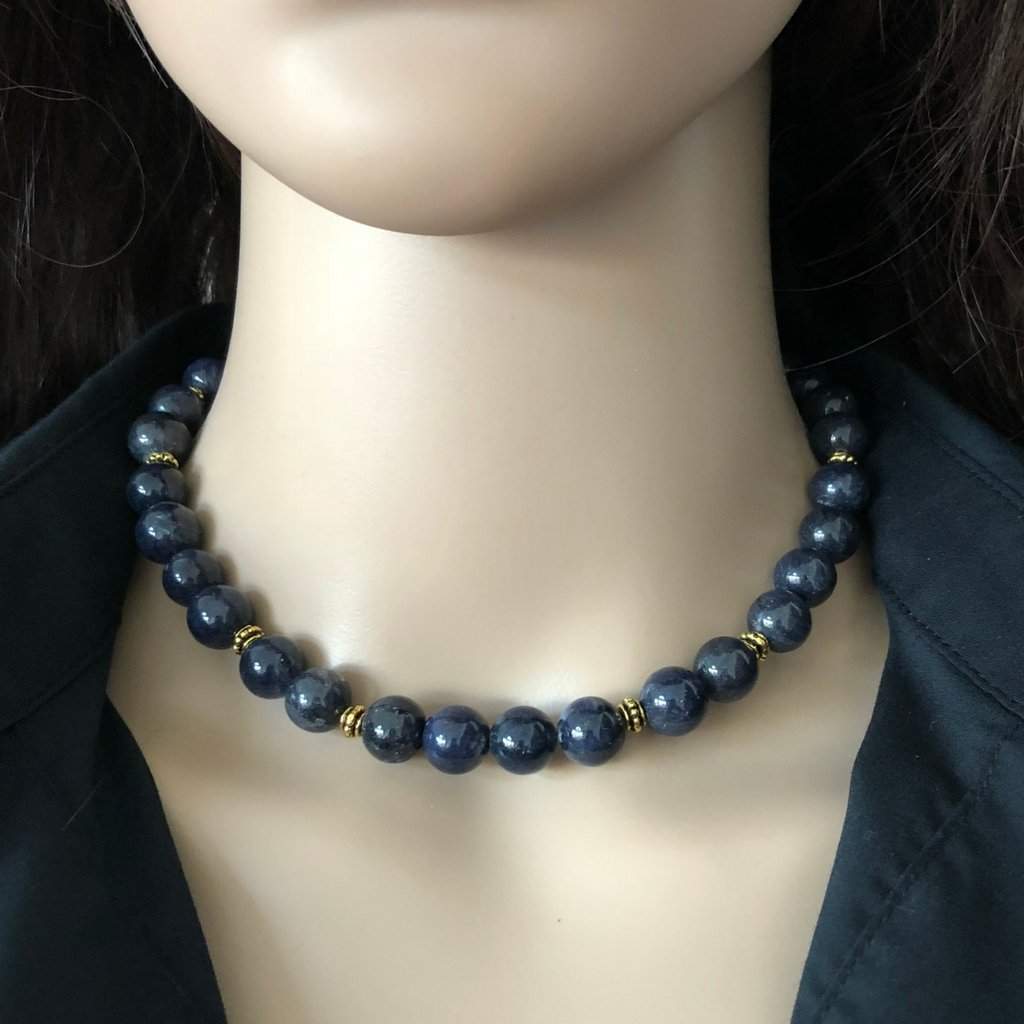 Blue Sodalite Beaded Collar Necklace-Beaded Necklaces,Blue