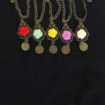 Brass Pendant Flower Necklace-Gold Necklaces,Long Necklaces