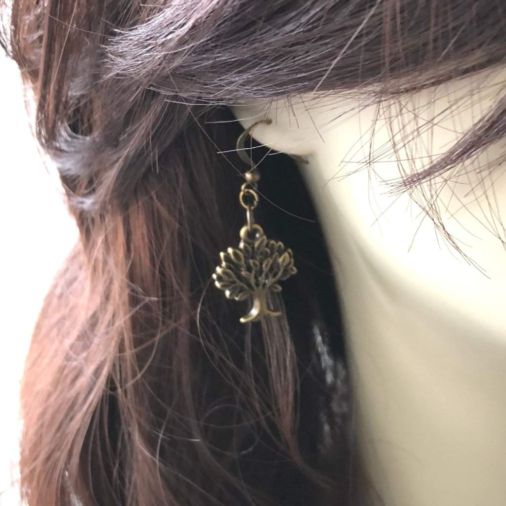Brass Tree of Life Dangle Earrings-Dangle Earrings
