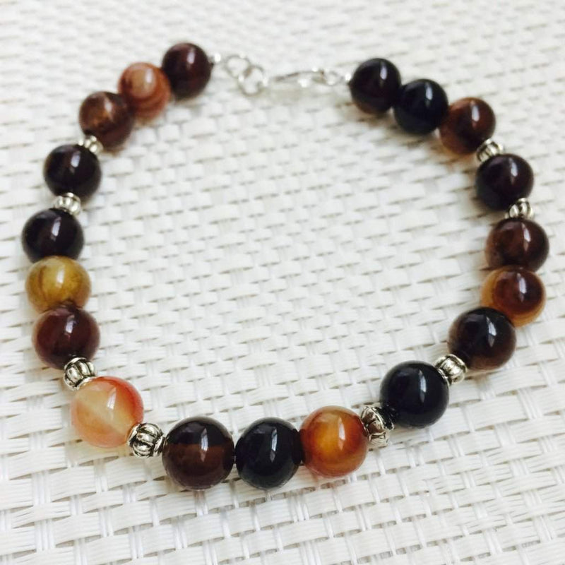 Brown Agate Men's Beaded Bracelet.