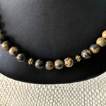 Brown and Black Jasper Stone Mens Necklace-Beaded Necklaces