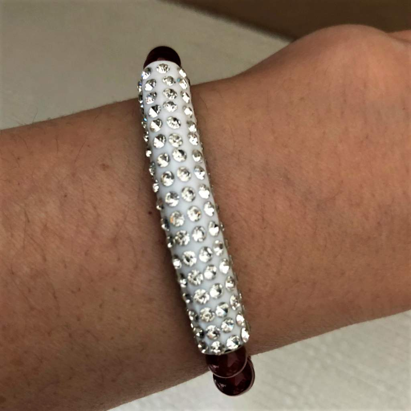 Carnelian and Crystal Bar Beaded Bracelet-Beaded Bracelets,bracelets,Red