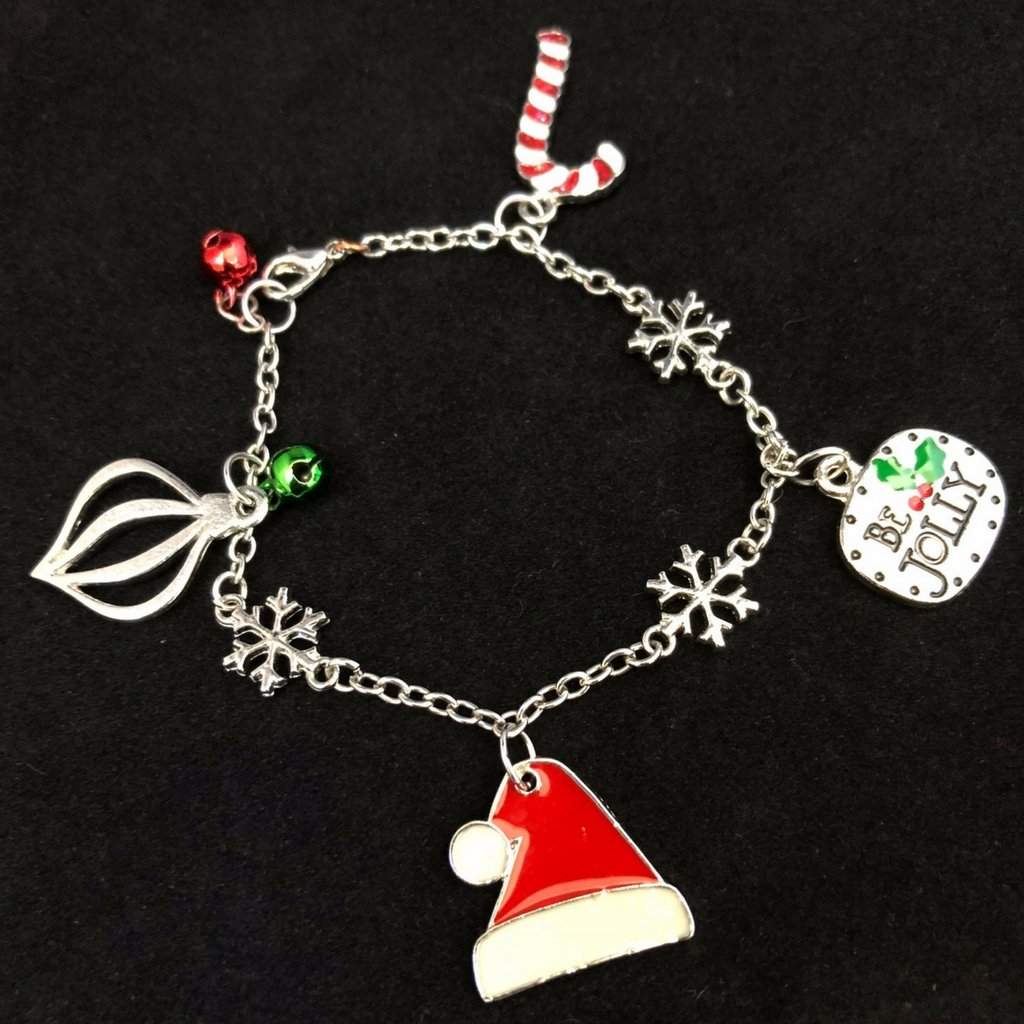 Christmas Snowflake Charm Bracelet-Charms,Christmas,Silver Bracelets