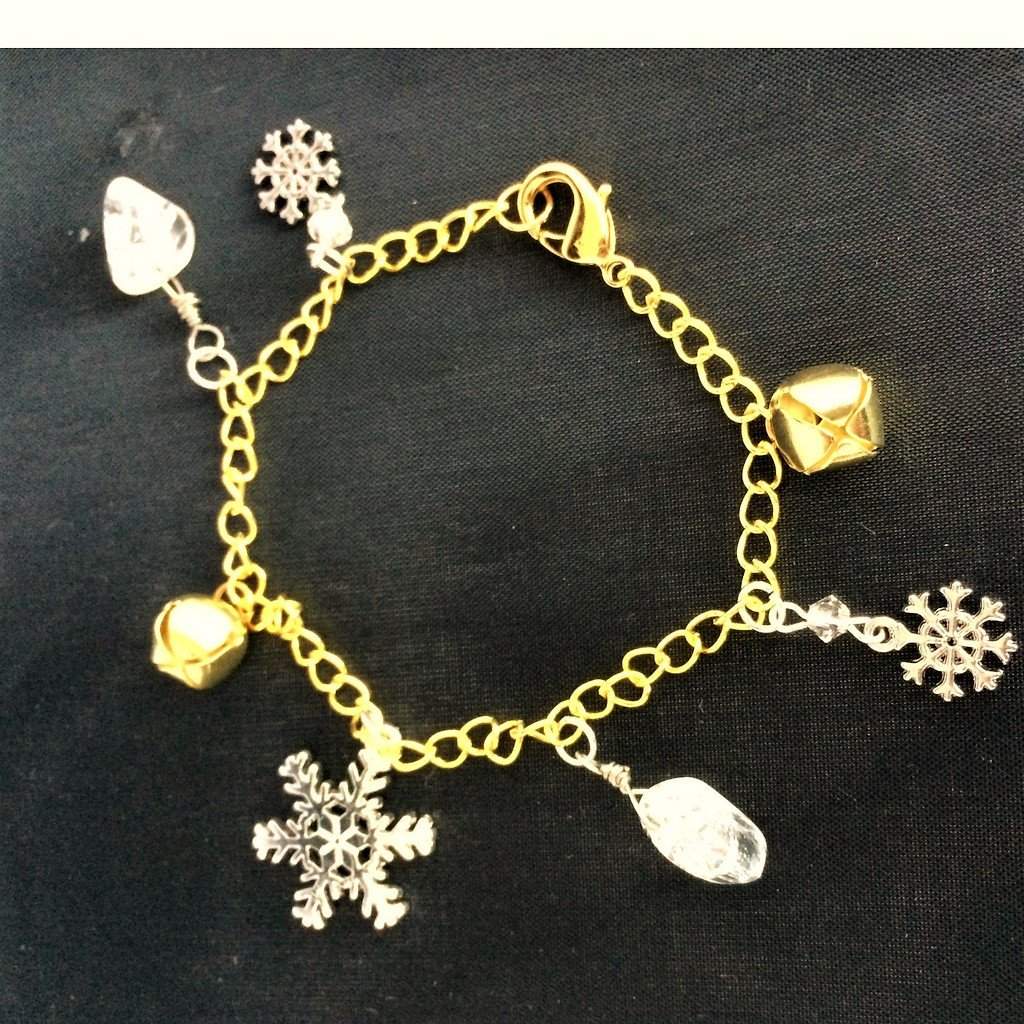 Winter Wonderland Silver and Gold Christmas Bracelet-Charms,Christmas,Gold Bracelets