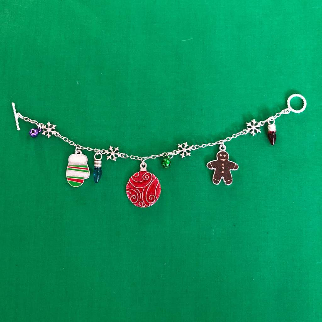 Christmas Gingerbread Charm Bracelet-Charms,Christmas,Silver Bracelets