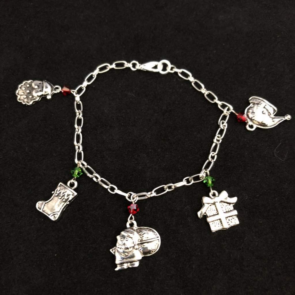 Christmas Silver Charm Bracelet Santa Clause-Charms,Christmas,Silver Bracelets