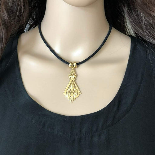 Gold Pendant Collar Necklace-Chokers,Gold Necklaces