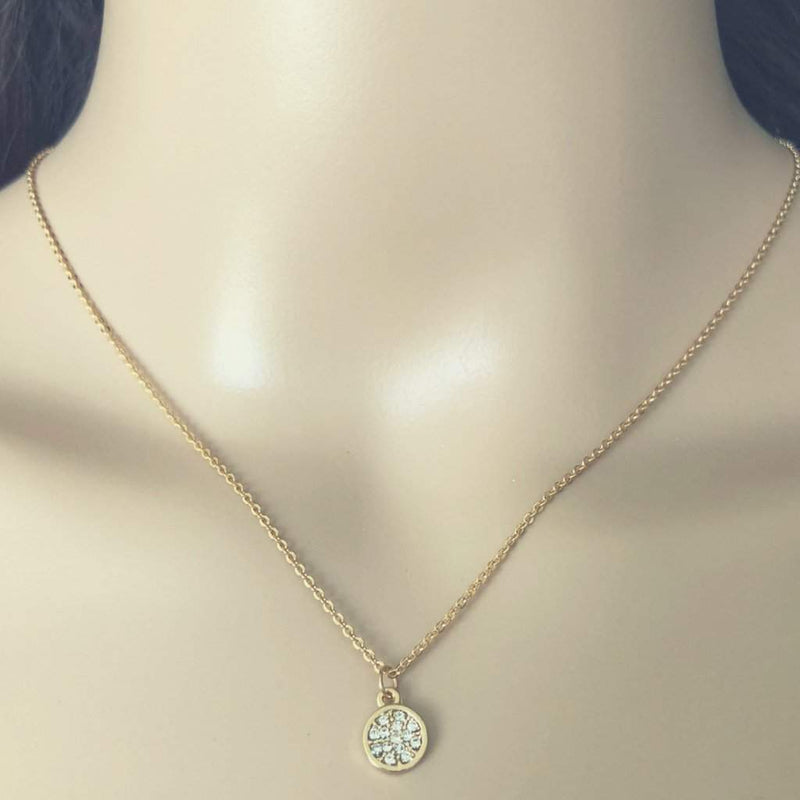 Gold and Crystal Flower Pendant Necklace-Gold,Gold Necklaces