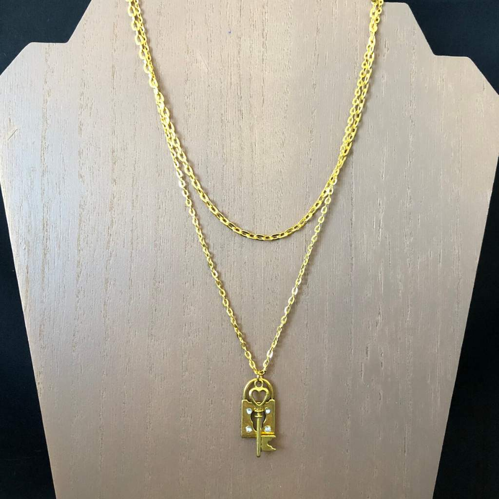 Buy the Gold Key and Lock Layered Necklace | JaeBee Jewelry