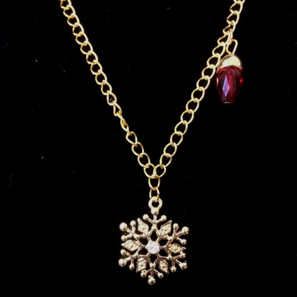 Gold Snowflake Christmas Pendant Necklace-Christmas,Gold Necklaces